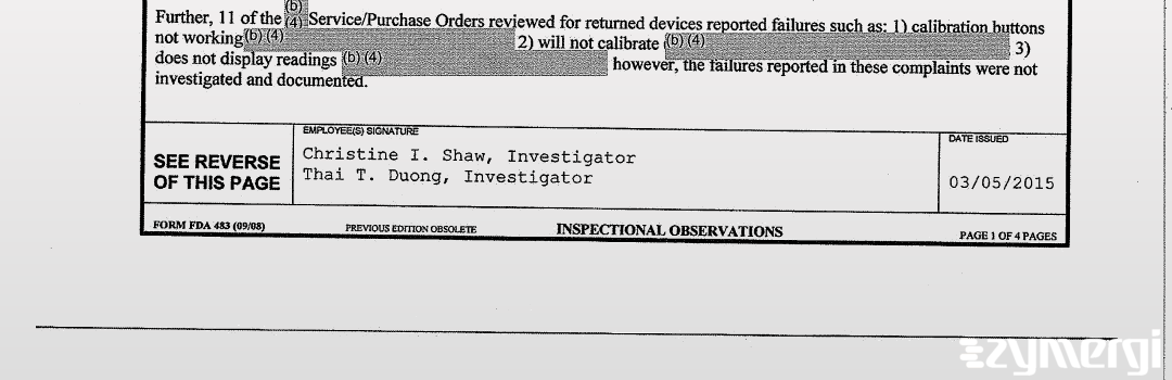 Christine I. Shaw FDA Investigator Thai T. Duong FDA Investigator