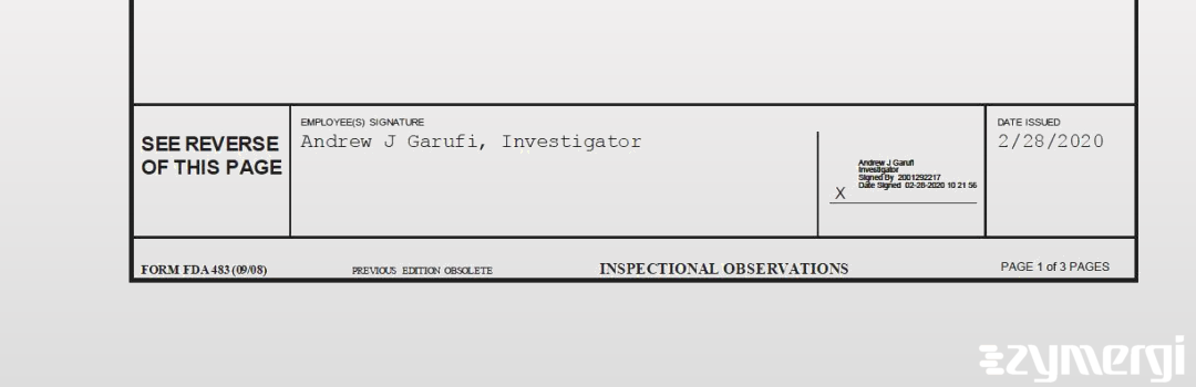 Andrew J. Garufi FDA Investigator 