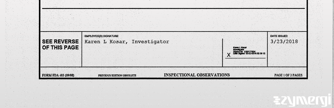 Karen L. Kosar FDA Investigator