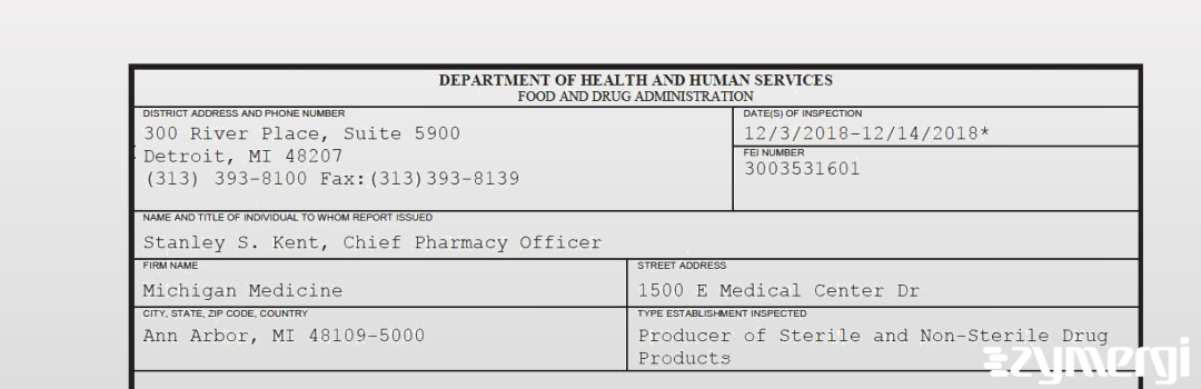 FDANews 483 Michigan Medicine Dec 14 2018 top