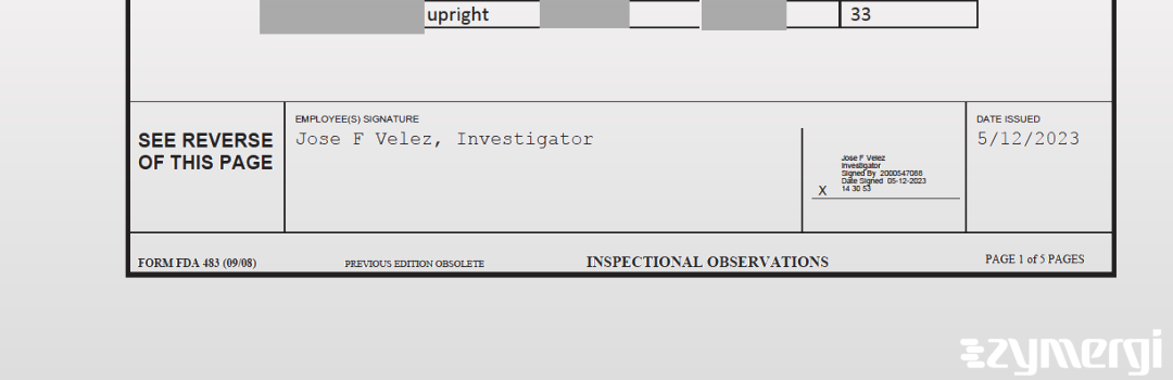 Jose F. Velez FDA Investigator