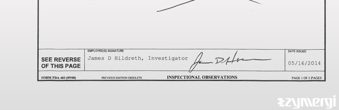 James D. Hildreth FDA Investigator