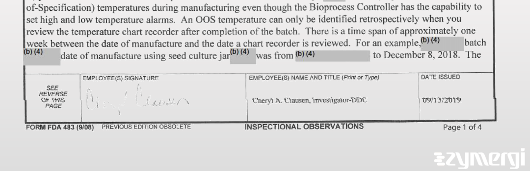 Cheryl A. Clausen FDA Investigator