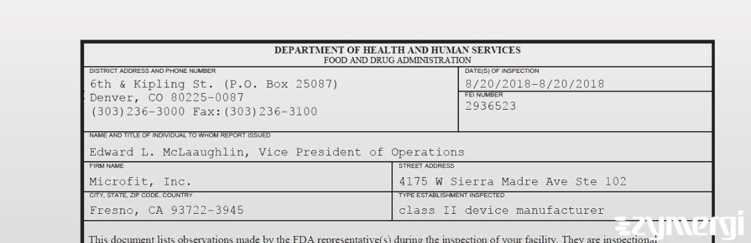 FDANews 483 Microfit, Inc. Aug 20 2018 top