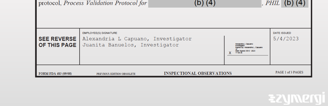 Juanita Banuelos FDA Investigator Alexandria L. Capuano FDA Investigator