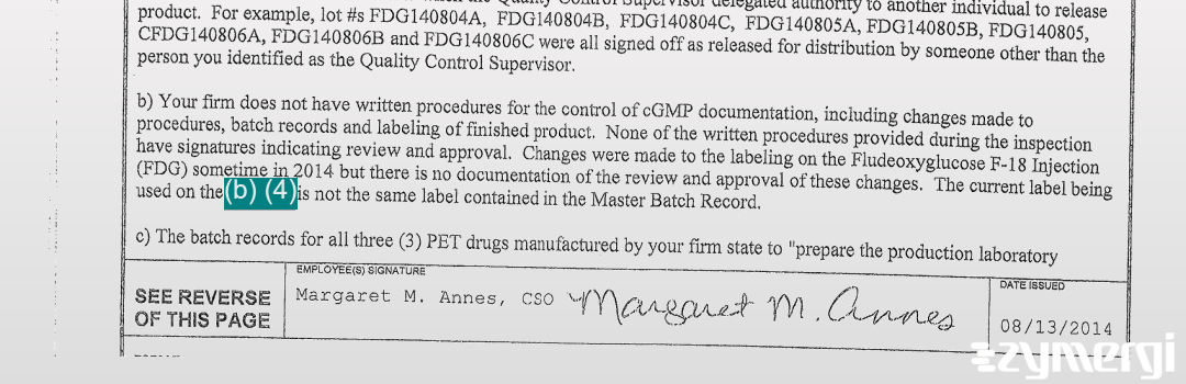 Margaret M. Annes FDA Investigator