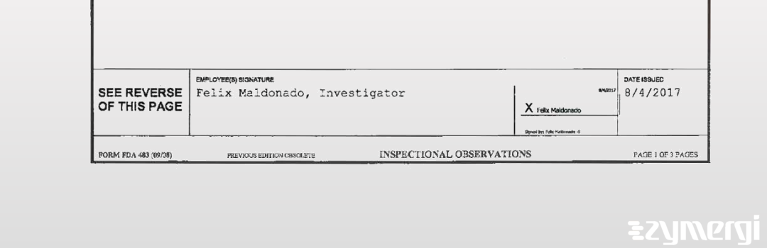 Felix Maldonado FDA Investigator