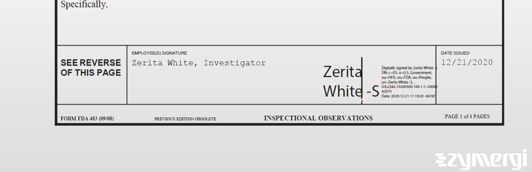 Zerita White FDA Investigator