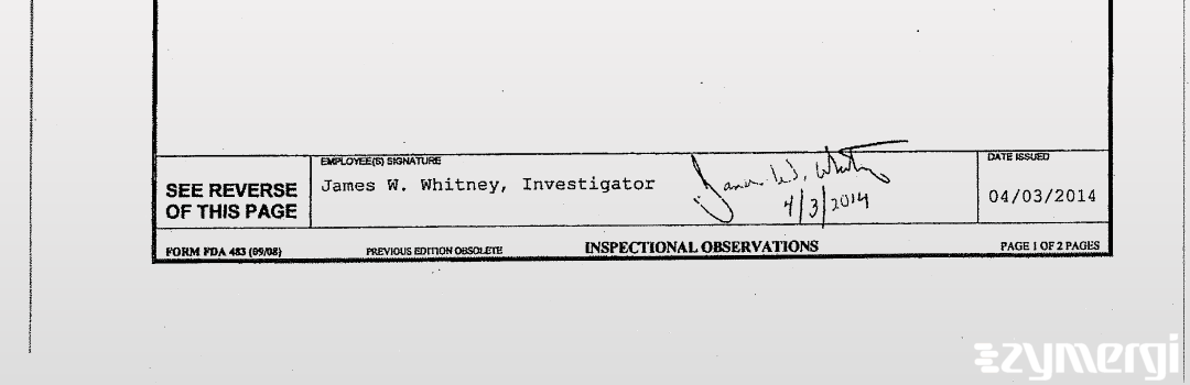 James W. Whitney FDA Investigator