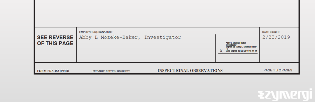 Abby L. Mozeke-Baker FDA Investigator 