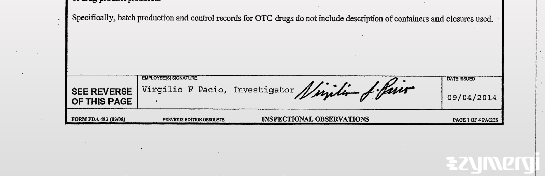Virgilio F. Pacio FDA Investigator