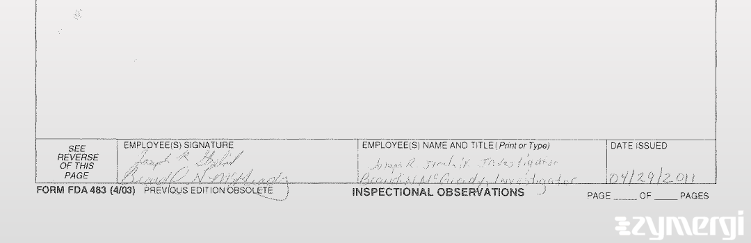 Joseph R. Strelnik FDA Investigator Brandi N. McGrady FDA Investigator 