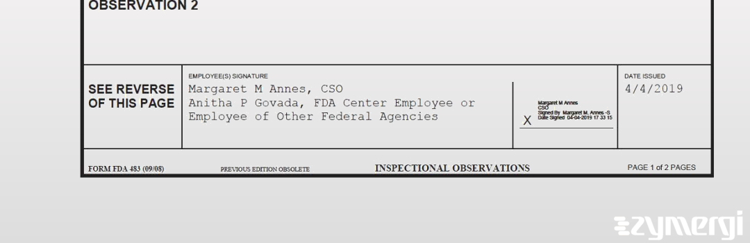 Margaret M. Annes FDA Investigator Anitha P. Govada FDA Investigator 