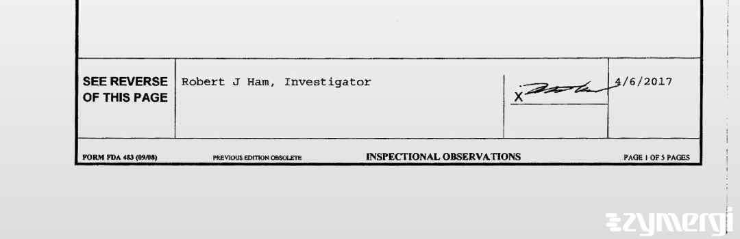 Robert J. Ham FDA Investigator 