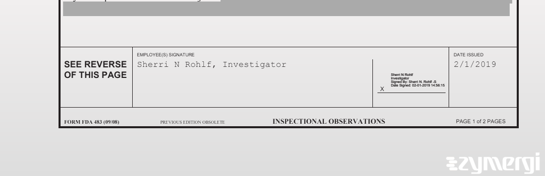 Sherri N. Rohlf FDA Investigator