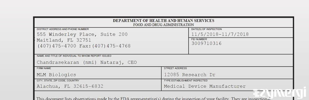 FDANews 483 MLM Biologics Nov 7 2018 top