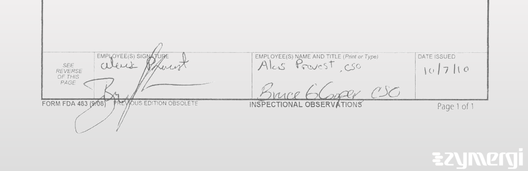 Alois P. Provost FDA Investigator Bruce G. Cooper FDA Investigator 