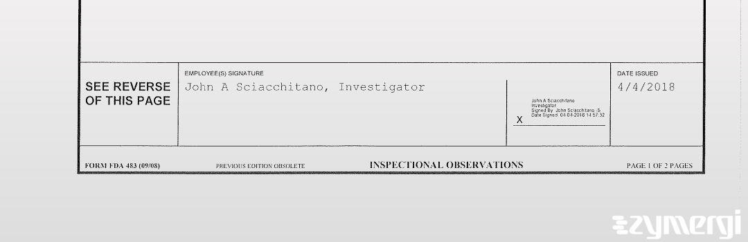 John A. Sciacchitano FDA Investigator 