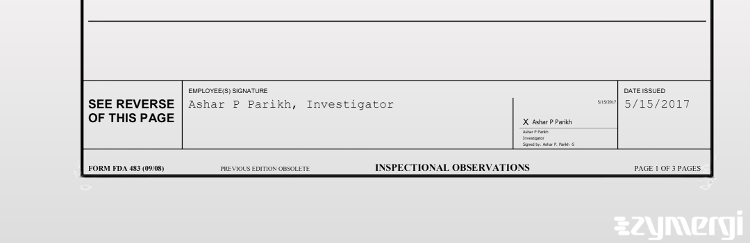 Ashar P. Parikh FDA Investigator 