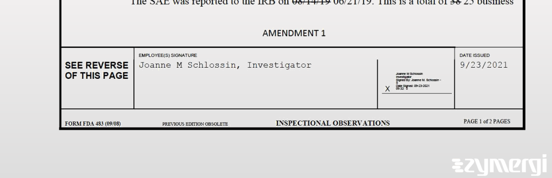 Joanne M. Schlossin FDA Investigator