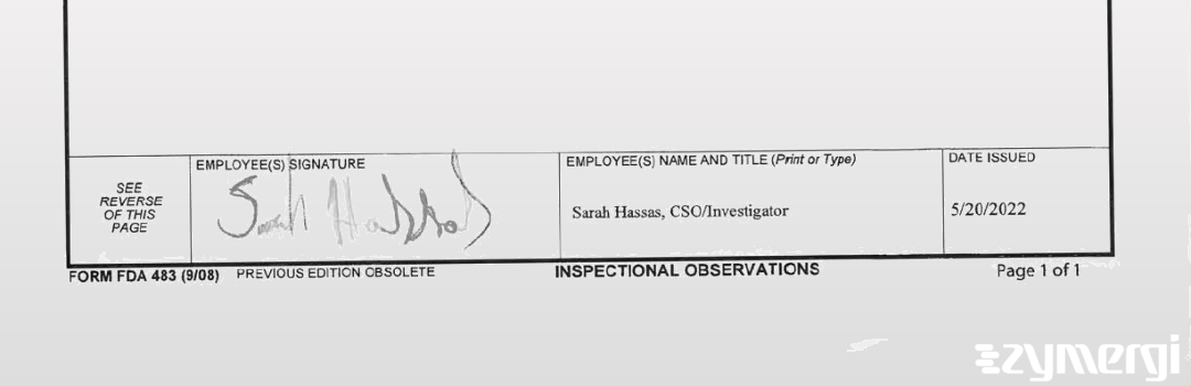 Sarah A. Hassas FDA Investigator 