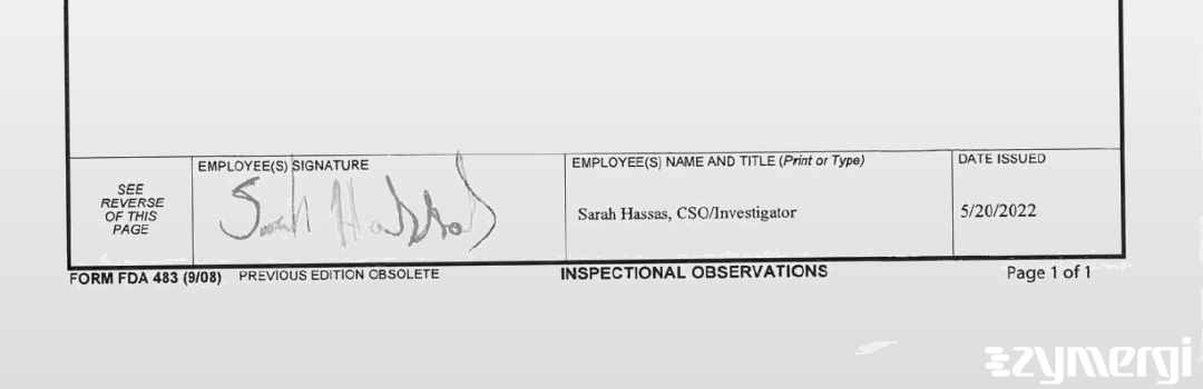Sarah A. Hassas FDA Investigator