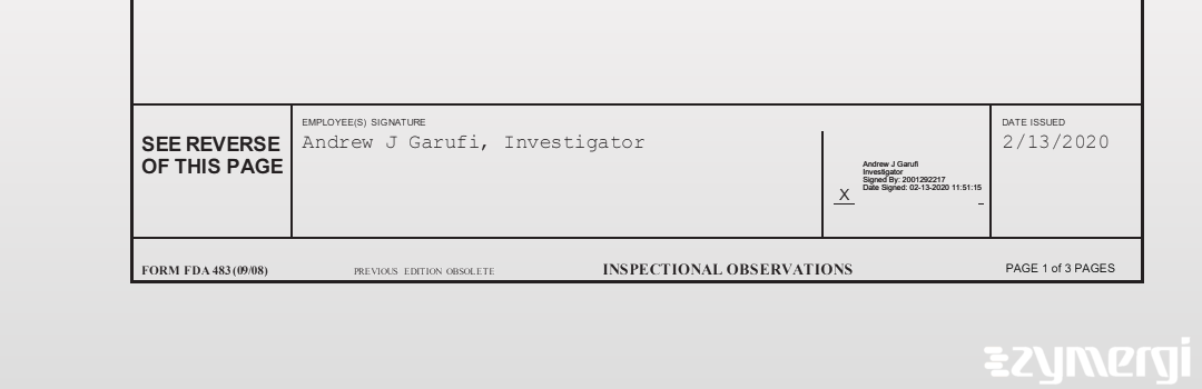 Andrew J. Garufi FDA Investigator 