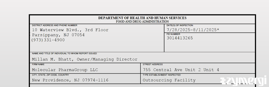 FDANews 483 Molecular PharmaGroup LLC Aug 11 2025 top