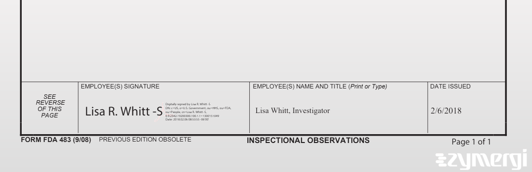 Lisa R. Whitt FDA Investigator 