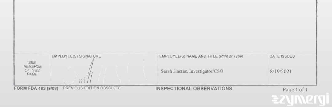 Sarah A. Hassas FDA Investigator 