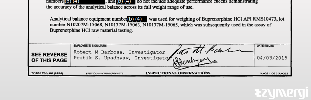 Robert M. Barbosa FDA Investigator Pratik S. Upadhyay FDA Investigator 