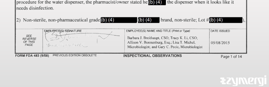 Barbara J. Breithaupt FDA Investigator Tracy K. Li FDA Investigator Allison V. Bonnenburg FDA Investigator 