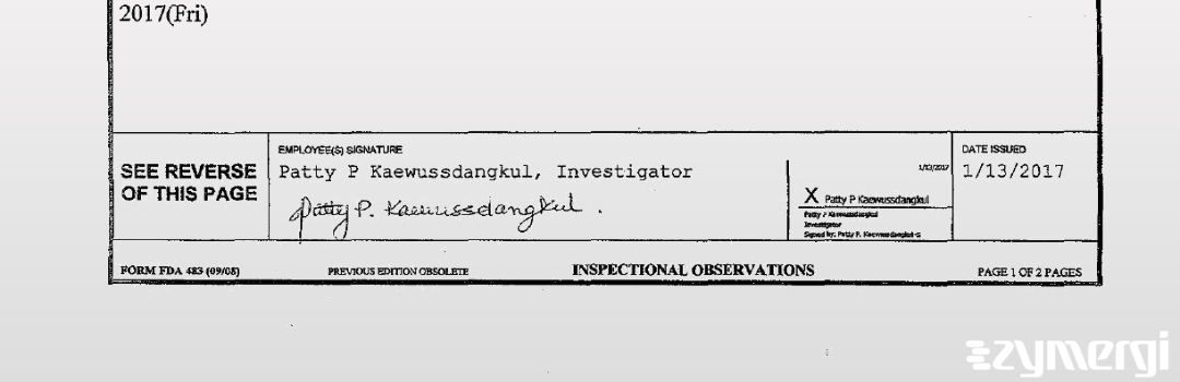 Patty P. Kaewussdangkul FDA Investigator