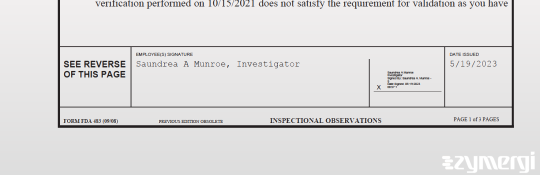 Saundrea A. Munroe FDA Investigator