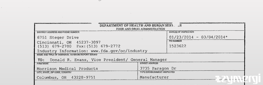 FDANews 483 Morrison Medical Products Mar 4 2014 top