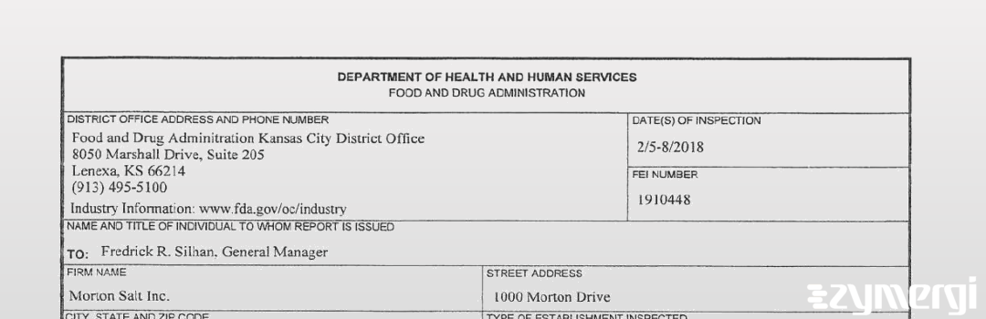 FDANews 483 Morton Salt Inc Feb 8 2018 top