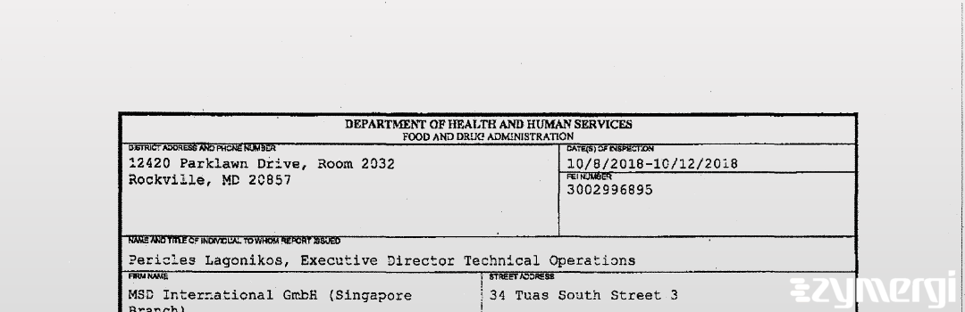 FDANews 483 MSD International GmbH (Singapore Branch) Oct 12 2018 top