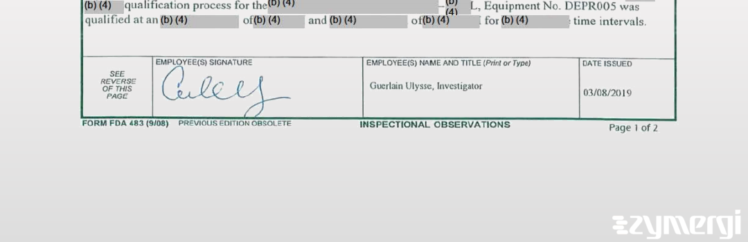 Guerlain Ulysse FDA Investigator 