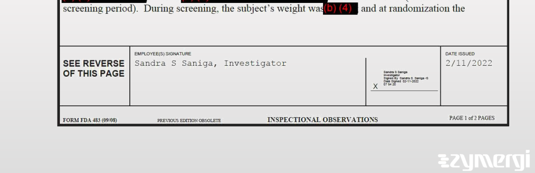 Sandra S. Saniga FDA Investigator