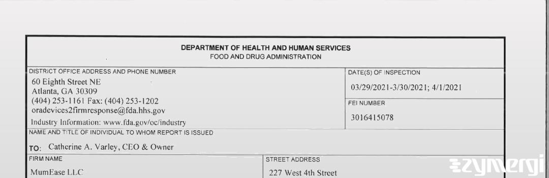 FDANews 483 MUMEASE LLC Apr 1 2021 top