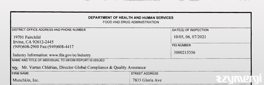 FDANews 483 Munchkin Inc Oct 7 2021 top