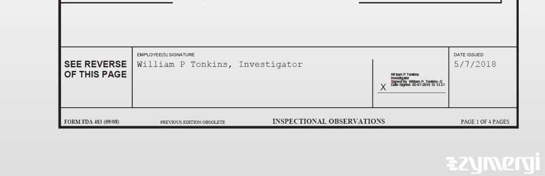 William P. Tonkins FDA Investigator 