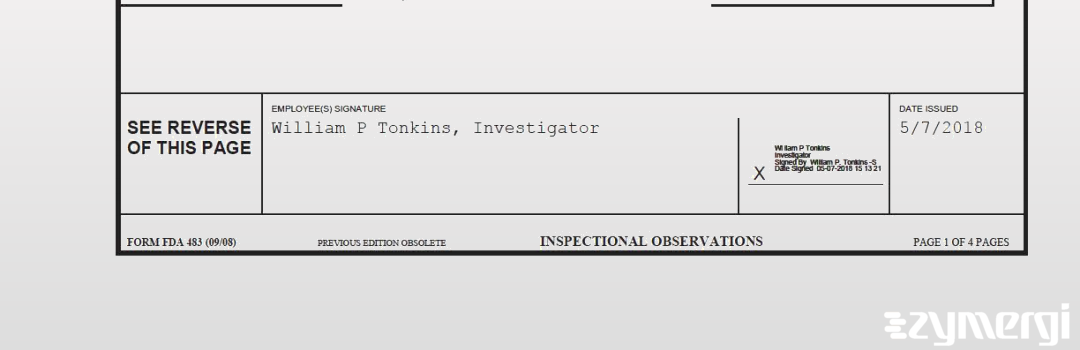William P. Tonkins FDA Investigator