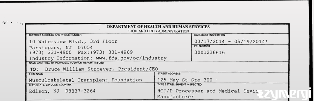 FDANews 483 Musculoskeletal Transplant Foundation May 19 2014 top