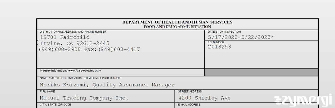FDANews 483 Mutual Trading Company Inc. May 22 2023 top