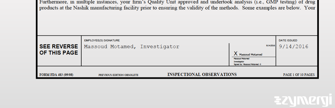 Massoud Motamed FDA Investigator 