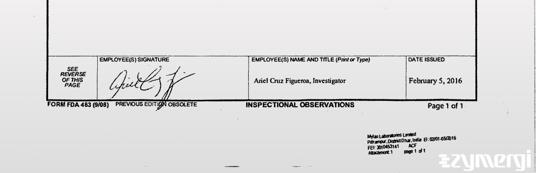 Ariel Cruz Figueroa FDA Investigator Cruz Figueroa, Ariel FDA Investigator 