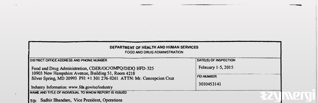 FDANews 483 Mylan Laboratories Limited Feb 5 2016 top