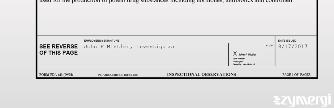 John P. Mistler FDA Investigator 