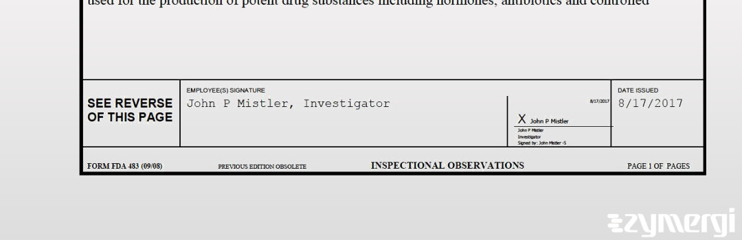 John P. Mistler FDA Investigator